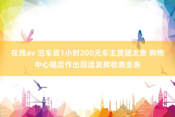 在线av 泊车资1小时200元车主质疑太贵 购物中心随后作出回话发挥收费圭表