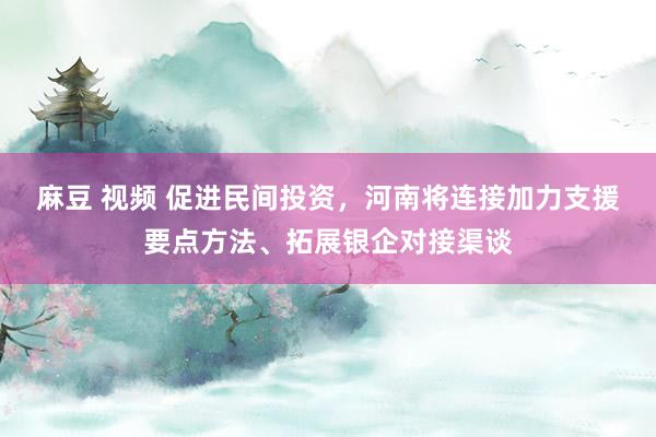 麻豆 视频 促进民间投资，河南将连接加力支援要点方法、拓展银企对接渠谈