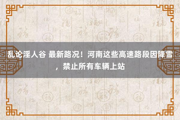 乱论淫人谷 最新路况！河南这些高速路段因降雪，禁止所有车辆上站